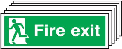 150x450mm Fire Exit Running Man Left - Rigid Pk of 6