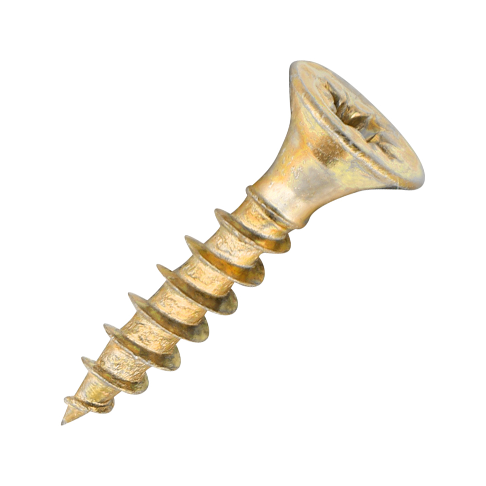 3.0x15 ZIP Screws - Yellow Countersunk Pozi Woodscrews