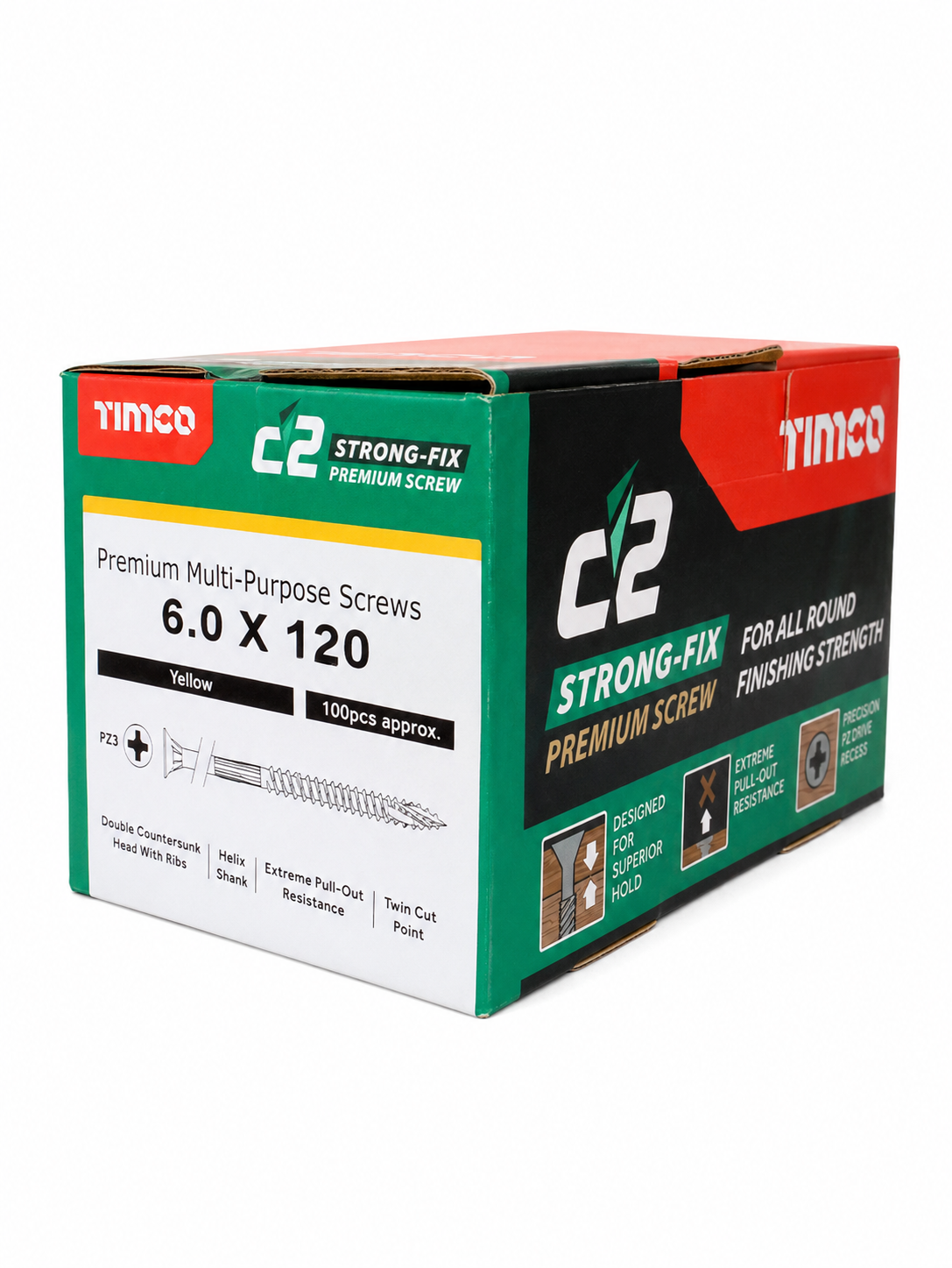 6.0x120 Timco C2 Strong-Fix UltraCut Pozi Drive Self Cutting Countersunk Woodscrews