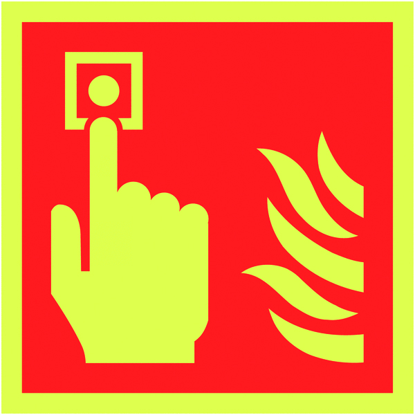 200x200mm Fire Alarm Call Point Symbol - Xtra Glo Rigid