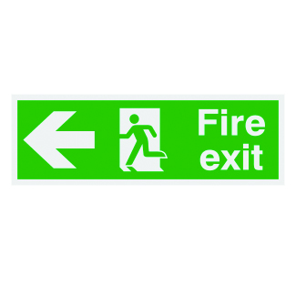 150x300mm Fire Exit Running Man Arrow Left - Nite Glo Rigid