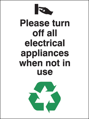100x75mm Please turn off all electrical appliances Rigid