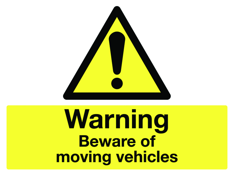450x600mm Warning Beware Of Moving Vehicles Road Stanchion Sign