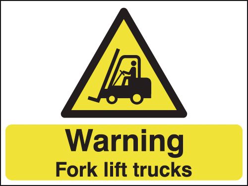 450x600mm Warning Fork Lift Trucks Road Stanchion Sign
