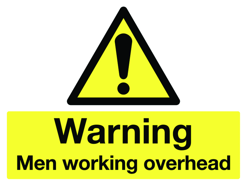 450x600mm Warning Men Working Overhead Road Stanchion Sign