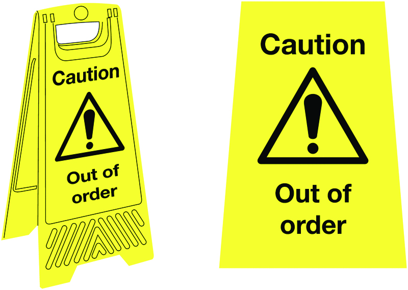Caution Out of Order SiteForce® A-Frame Safety Temporary Floor Stand Sign - 600x300mm