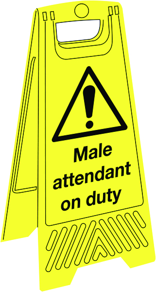 Male Attendant On Duty SiteForce® A-Frame Safety Temporary Floor Stand Sign - 600x300mm