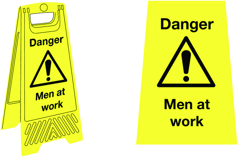 Caution Men At Work SiteForce® A-Frame Safety Temporary Floor Stand Sign - 600x300mm