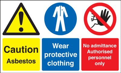 300x500mm Caution Asbestos Wear Protective Clothing No Admittance Authorised - Rigid