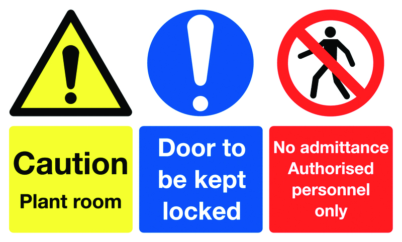 100x300mm Caution Plant Room Door To Be Kept Locked No Admittance Authorised - Rigid