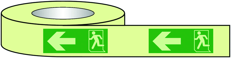 40mmx10mm Running Man Arrow Left Photoluminescent Tape