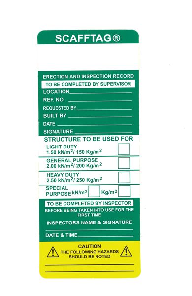 Scafftag Standard Insert Pack of 50