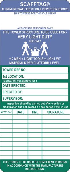 Scafftag Standard Towertag Inserts Pack of 50