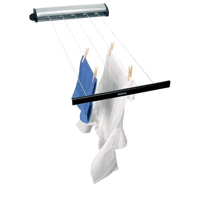 20m Cream Plastic 5 line Retractable Bathroom Airer c/w Fittings