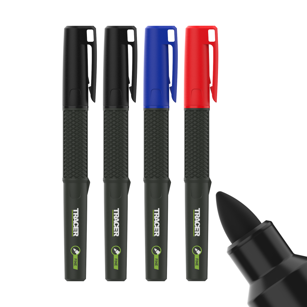 TRACER 2.0 Fine Tip Permanent Marker - 4pc Black, Black, Red, Blue